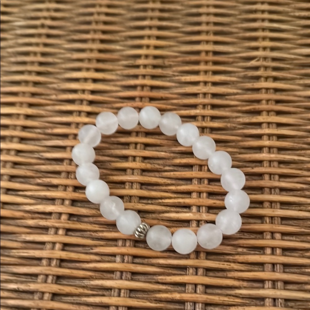 White Jade Beaded Stretch Bracelet